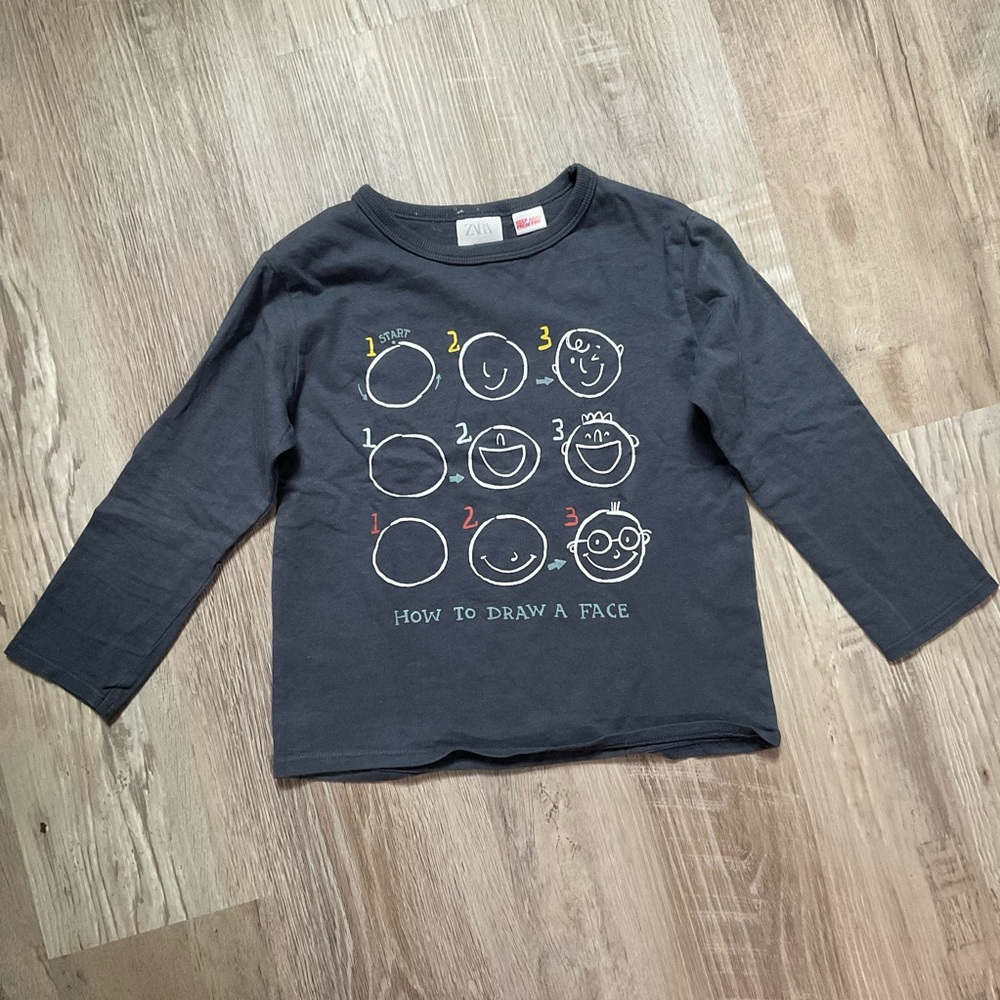 ZARA 3/4 Gray Tee How to draw a face